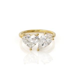 טבעת לב טיפה - yellow-gold, 1-00-ct